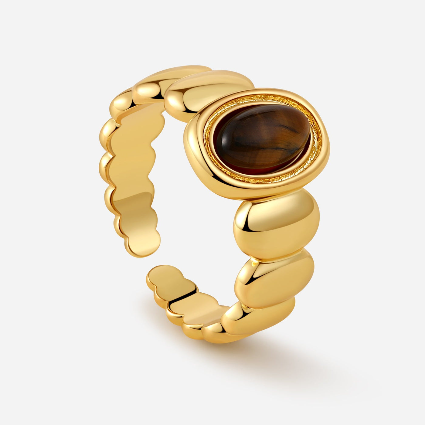 Halo Tiger Eye Stone Ring