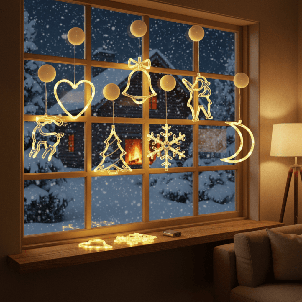Yeouu | LED Christmas lights with suction cups for glass and mirrors