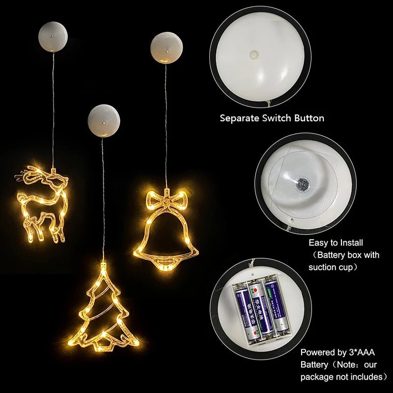 Yeouu | LED Christmas lights with suction cups for glass and mirrors