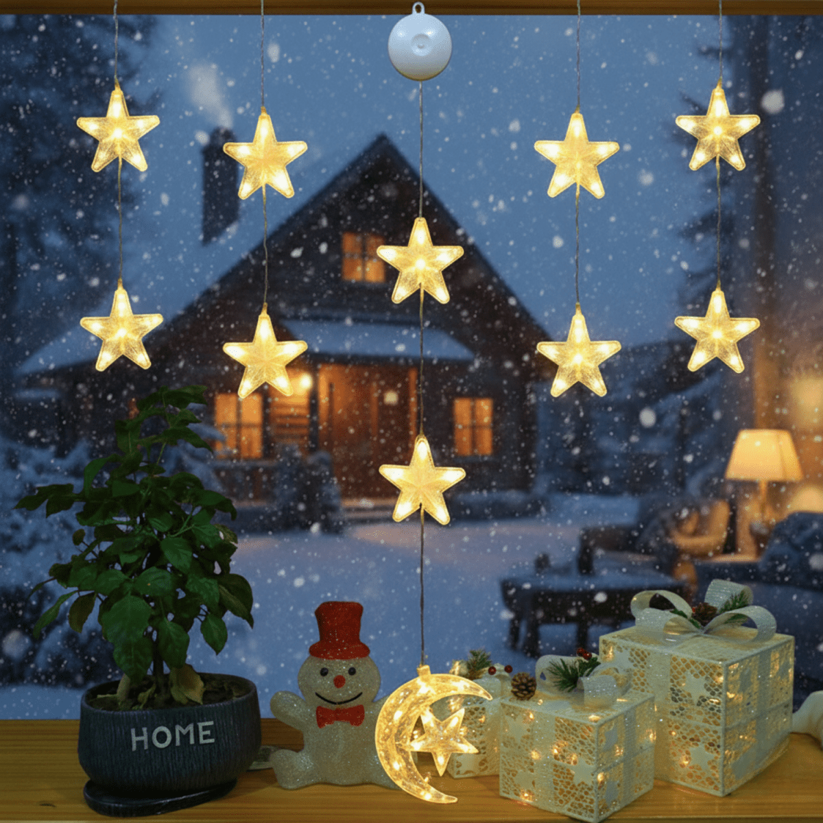 Yeouu | LED Christmas lights with suction cups for glass and mirrors