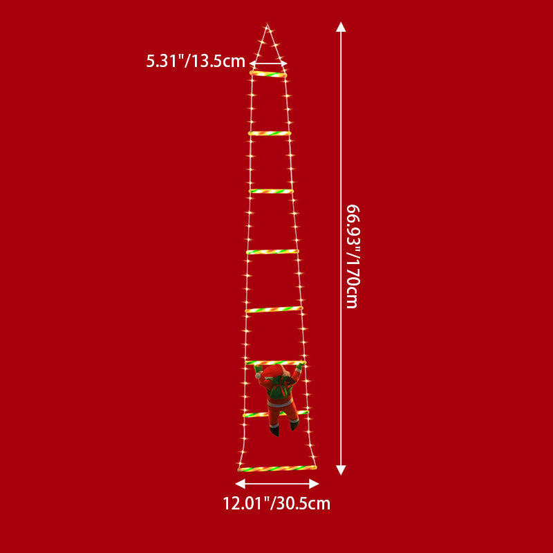 Yeouu | Modern Art Deco PVC Cotton Ladder Shape Santa Claus Christmas Decoration LED String Light For Outdoor