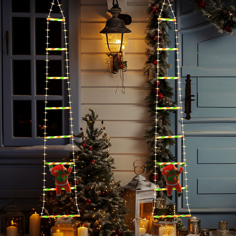 Yeouu | Modern Art Deco PVC Cotton Ladder Shape Santa Claus Christmas Decoration LED String Light For Outdoor