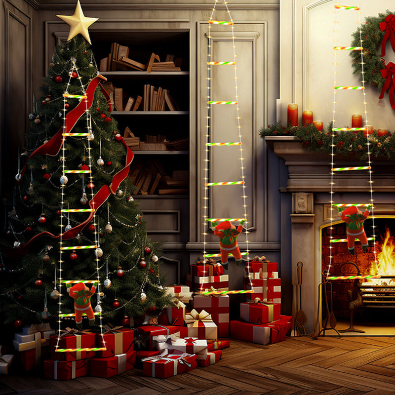 Yeouu | Modern Art Deco PVC Cotton Ladder Shape Santa Claus Christmas Decoration LED String Light For Outdoor