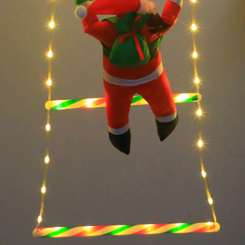 Yeouu | Modern Art Deco PVC Cotton Ladder Shape Santa Claus Christmas Decoration LED String Light For Outdoor