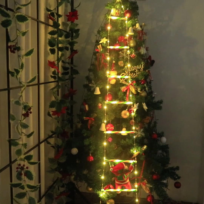 Yeouu | Modern Art Deco PVC Cotton Ladder Shape Santa Claus Christmas Decoration LED String Light For Outdoor