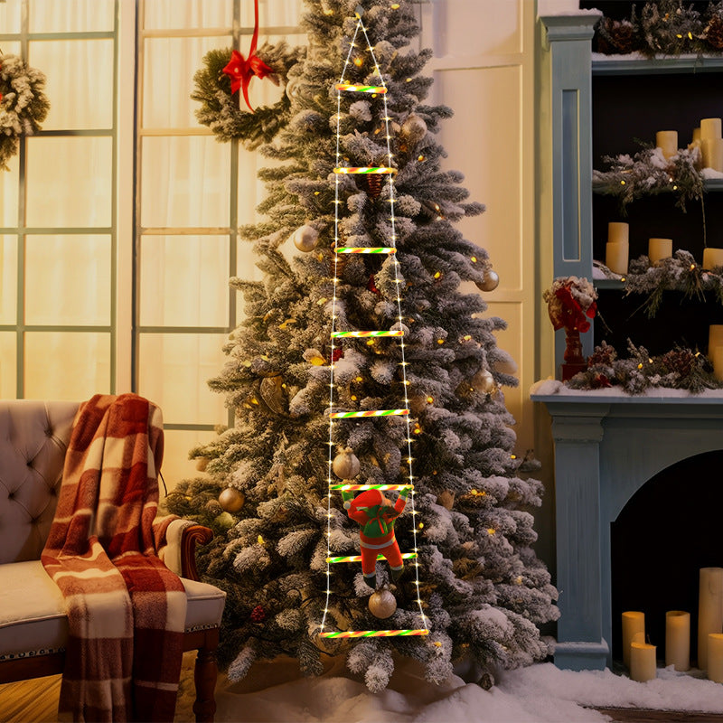Yeouu | Modern Art Deco PVC Cotton Ladder Shape Santa Claus Christmas Decoration LED String Light For Outdoor