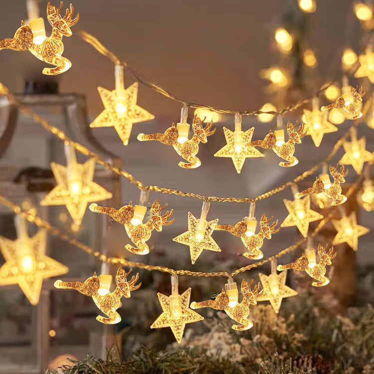 Yeouu | Modern Art Deco Battery USB PVC Deer Snow Star Christmas Tree Decoration LED String Light For Entertainment Room