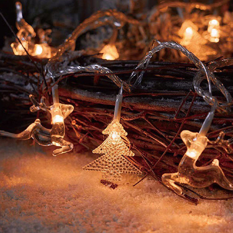 Yeouu | Modern Art Deco Battery USB PVC Deer Snow Star Christmas Tree Decoration LED String Light For Entertainment Room