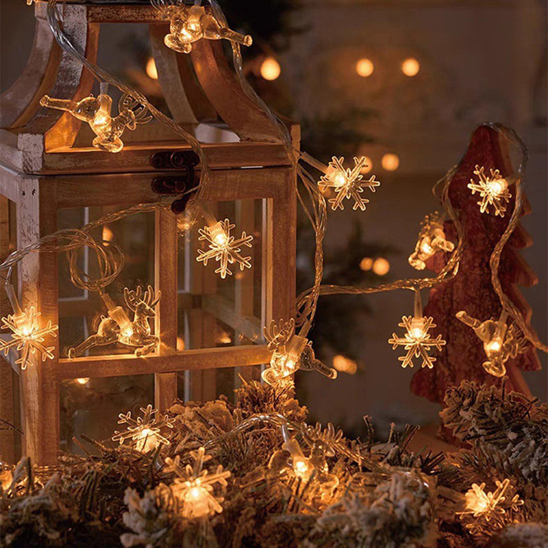 Yeouu | Modern Art Deco Battery USB PVC Deer Snow Star Christmas Tree Decoration LED String Light For Entertainment Room