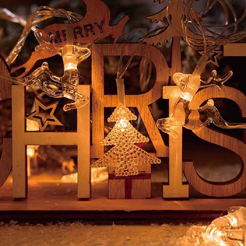 Yeouu | Modern Art Deco Battery USB PVC Deer Snow Star Christmas Tree Decoration LED String Light For Entertainment Room