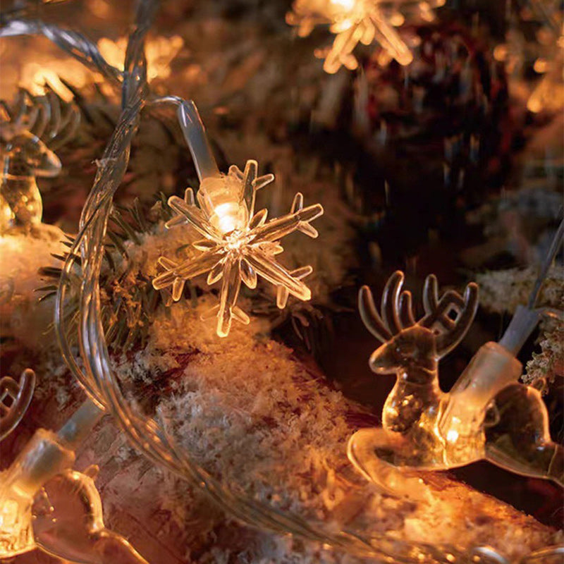 Yeouu | Modern Art Deco Battery USB PVC Deer Snow Star Christmas Tree Decoration LED String Light For Entertainment Room
