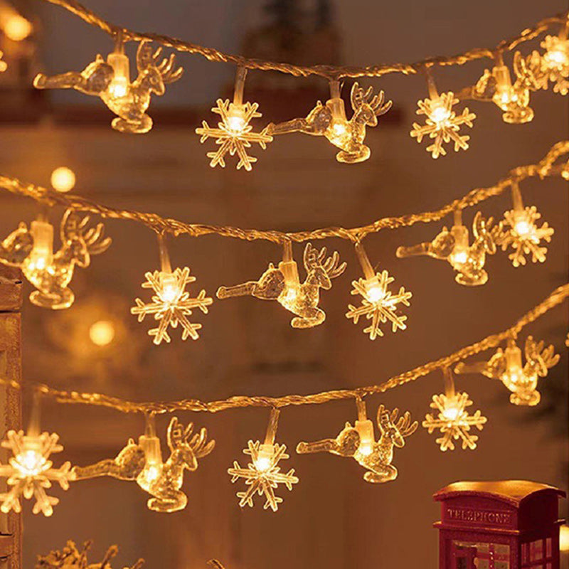 Yeouu | Modern Art Deco Battery USB PVC Deer Snow Star Christmas Tree Decoration LED String Light For Entertainment Room