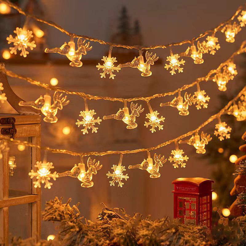 Yeouu | Modern Art Deco Battery USB PVC Deer Snow Star Christmas Tree Decoration LED String Light For Entertainment Room