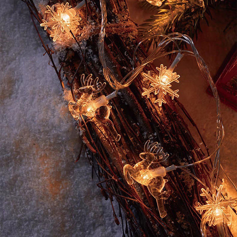 Yeouu | Modern Art Deco Battery USB PVC Deer Snow Star Christmas Tree Decoration LED String Light For Entertainment Room