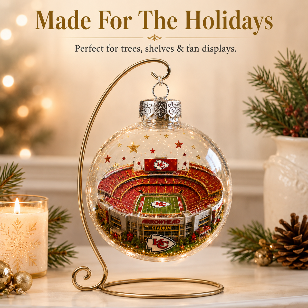 🏈Light-Up Football Stadium Christmas Ornament – Choose Your Team
