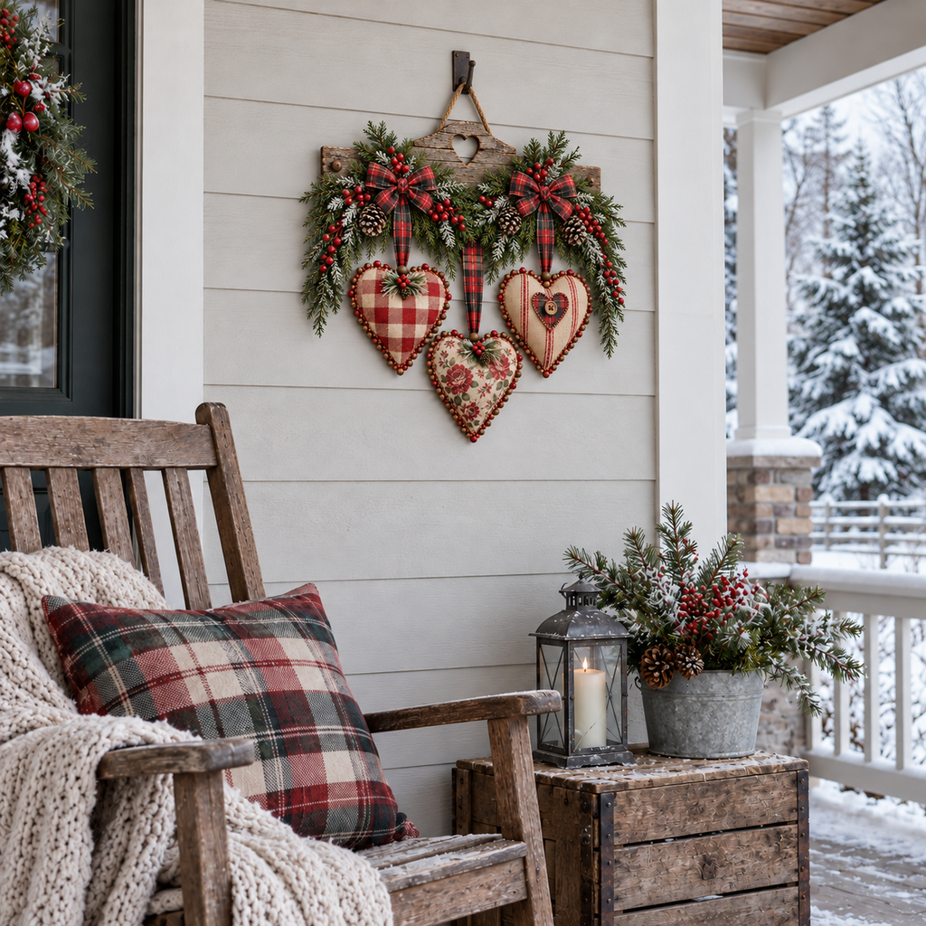 Vintage Christmas Heart Wall Hanging