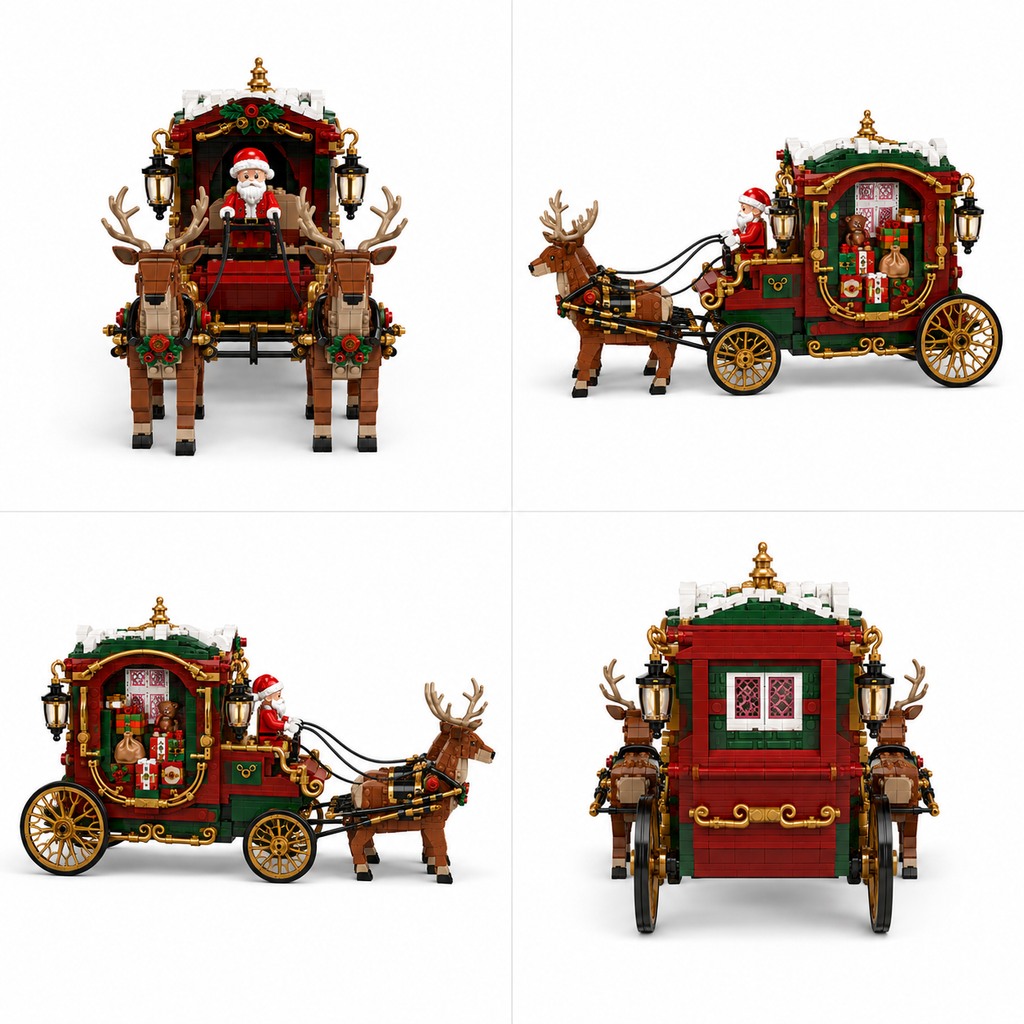 American Christmas Memories – Santa’s Reindeer Gift Carriage Building Set