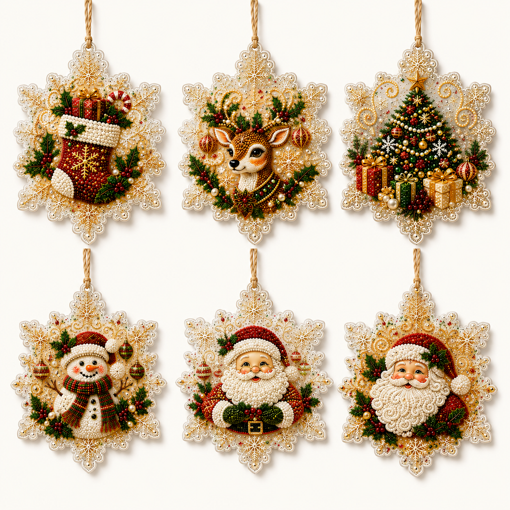 6-Piece Christmas Diamond Painting Ornament Kit 🎄✨-Free Shipping