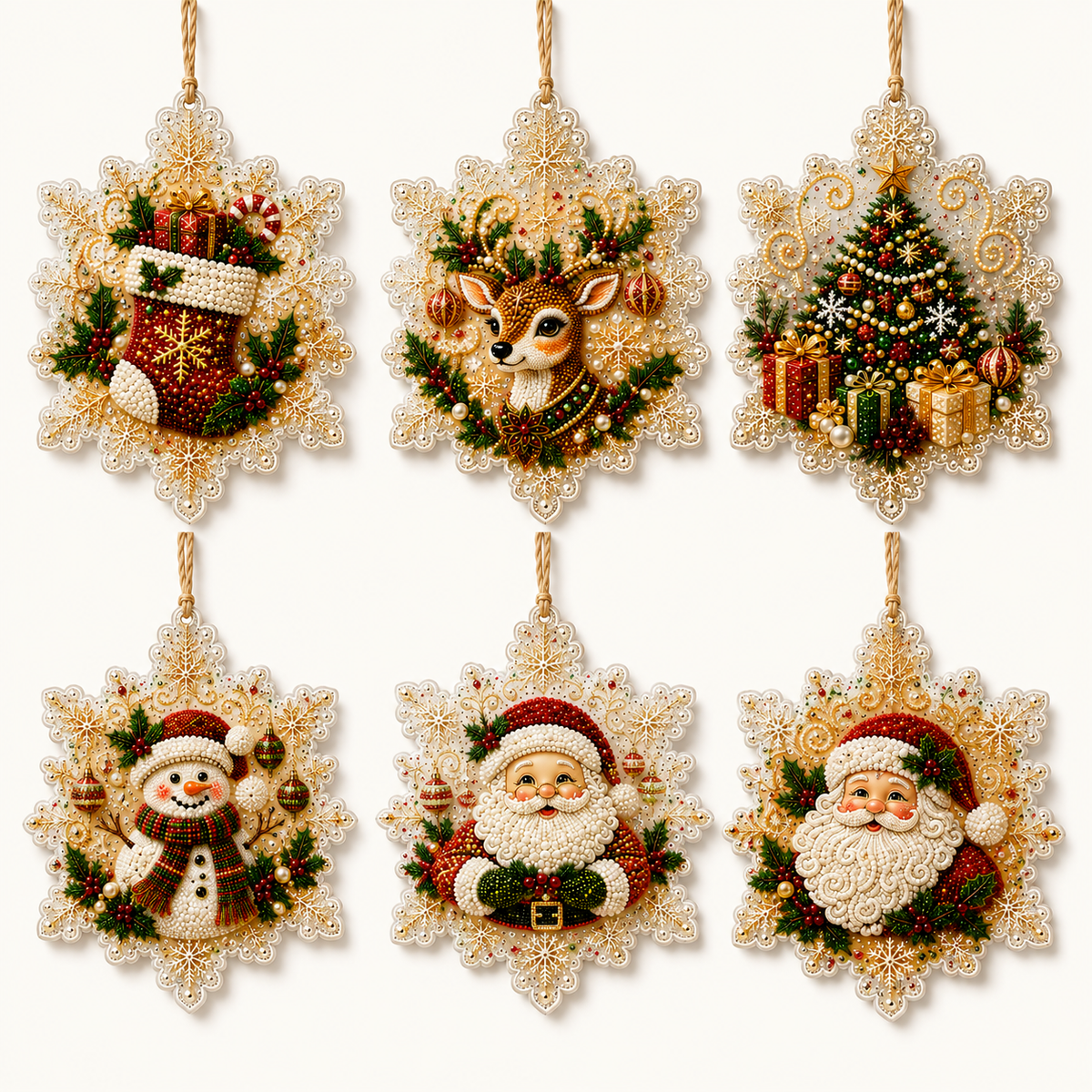 6-Piece Christmas Diamond Painting Ornament Kit 🎄✨-Free Shipping