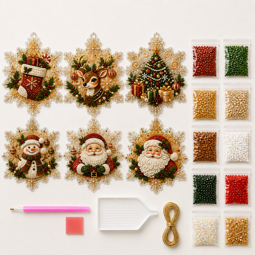 6-Piece Christmas Diamond Painting Ornament Kit 🎄✨-Free Shipping