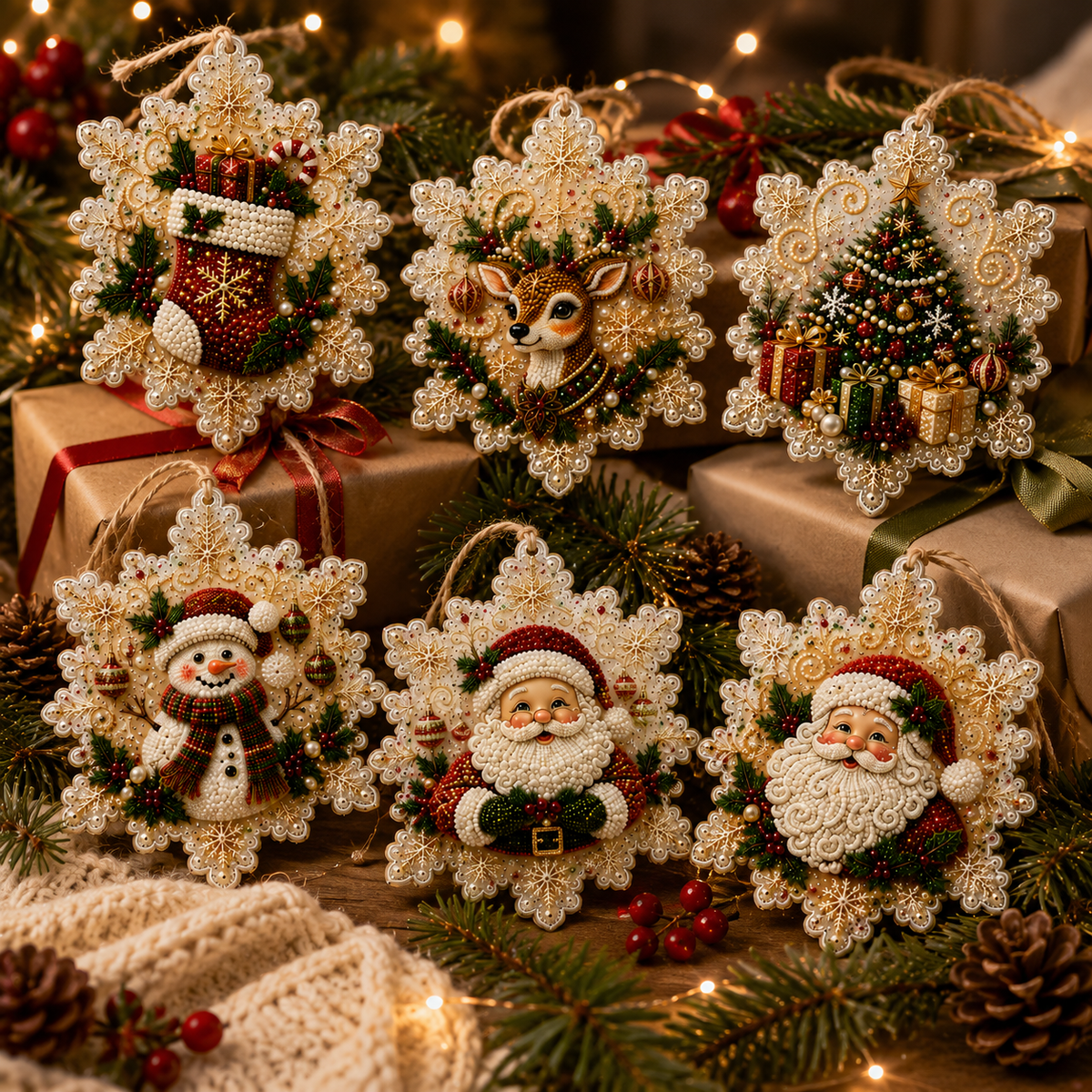 6-Piece Christmas Diamond Painting Ornament Kit 🎄✨-Free Shipping