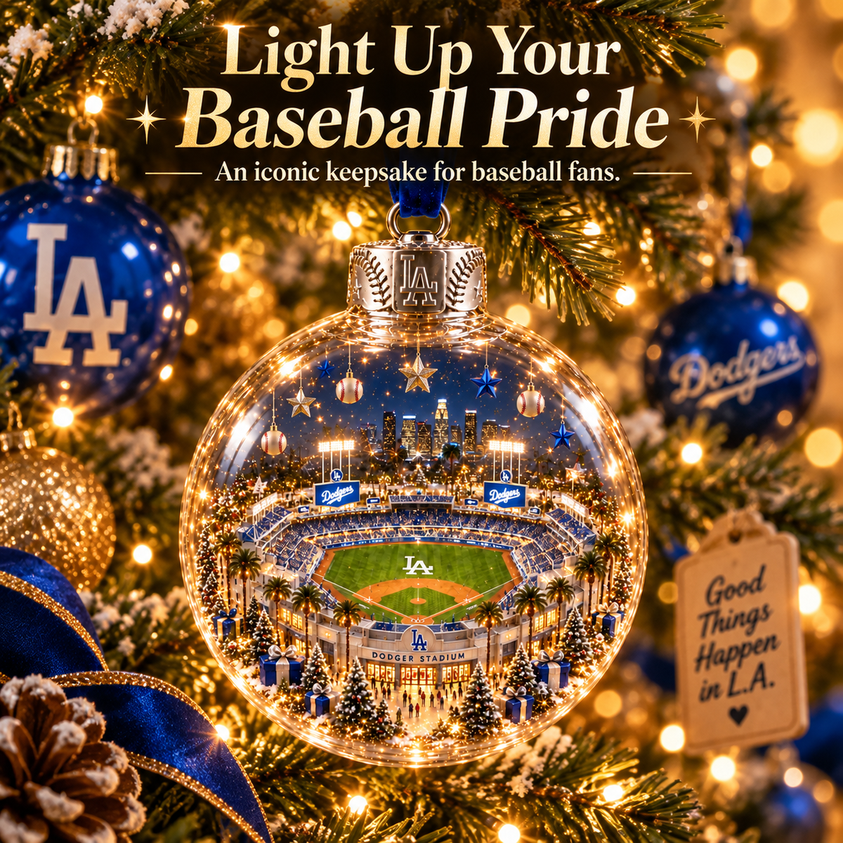 ⚾🎄 Light-Up Baseball Stadium Christmas Ornament
