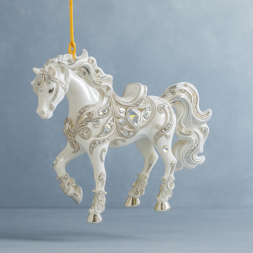Yeouu | Christmas Ornament Horse Acrylic Rhinestone Hanging Tree Decor