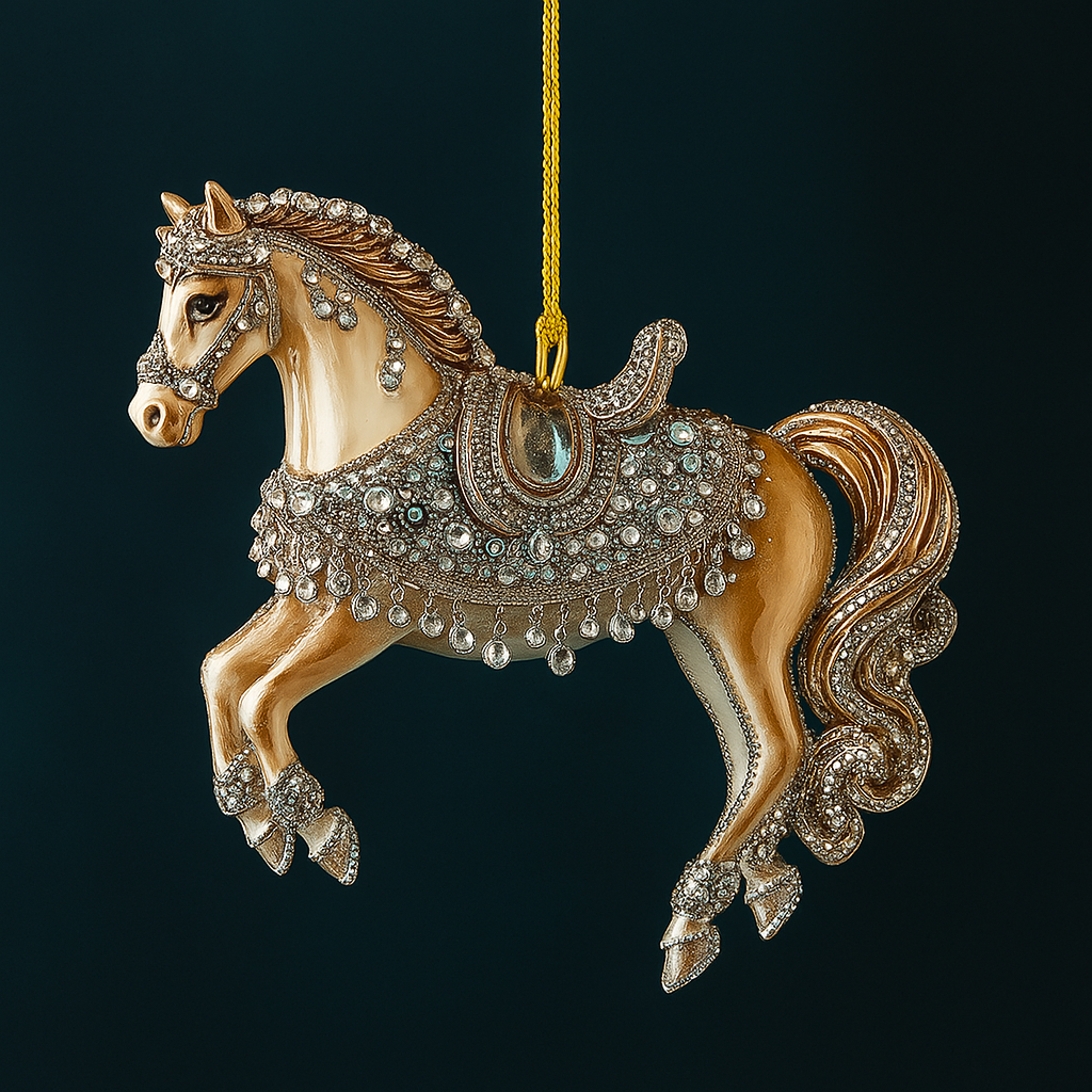 Yeouu | Christmas Ornament Horse Acrylic Rhinestone Hanging Tree Decor