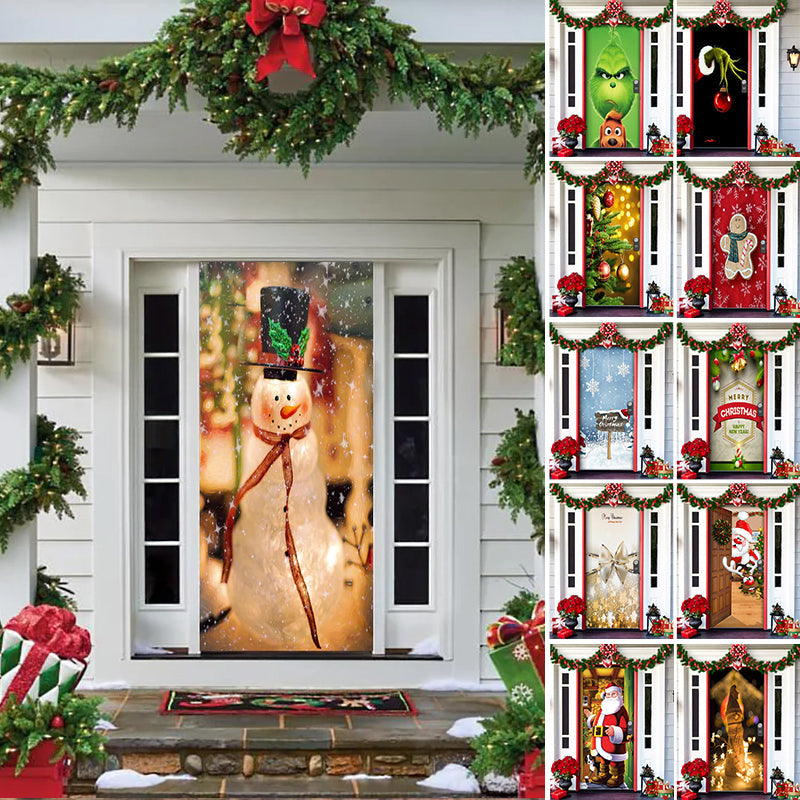 Yeouu | Christmas Door Cover | Fabric Front Door Decoration | Washable & Reusable | 91×203cm