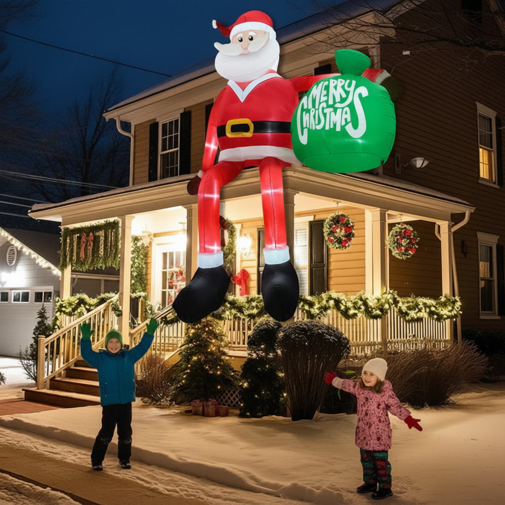 Yeouu | Giant 8FT LED Inflatable Climbing Santa | Premium, Waterproof Outdoor Christmas Decor