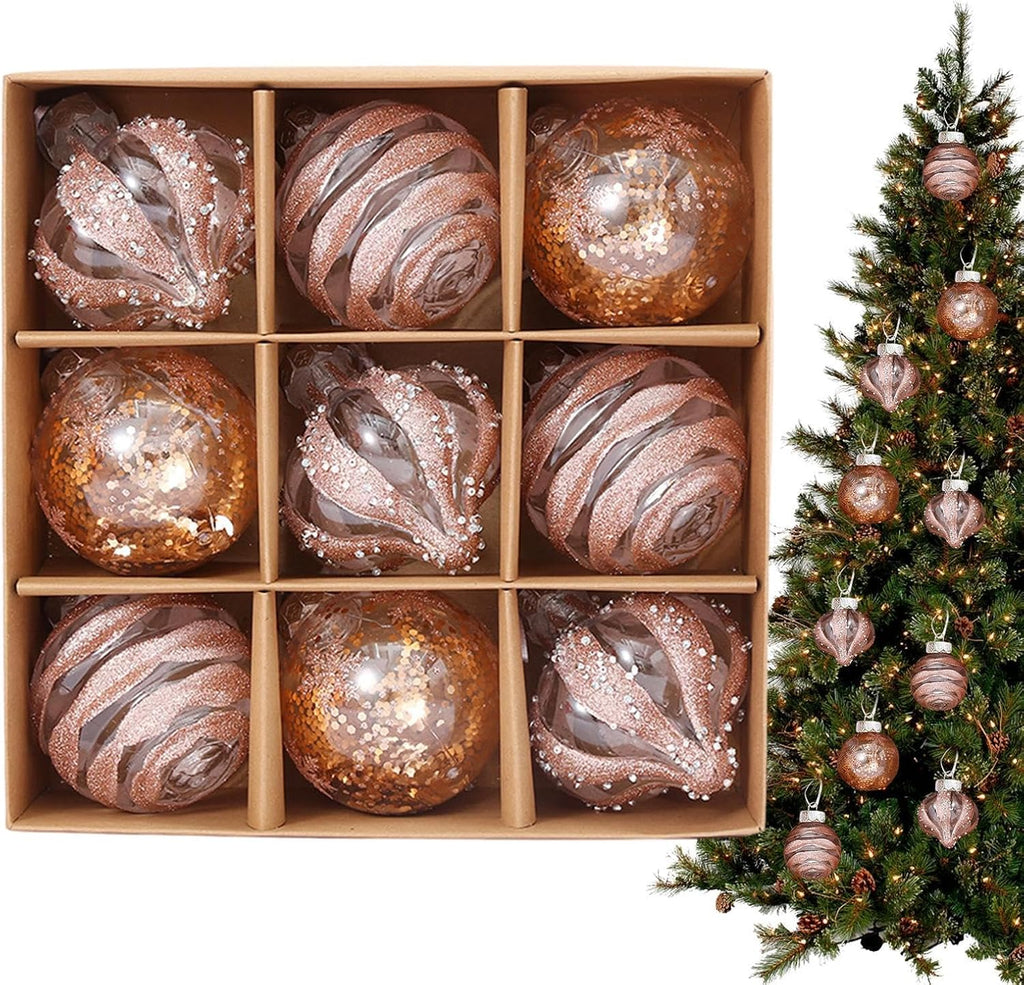 Yeouu | Golden Christmas Baubles Set | Plastic Christmas Ornaments