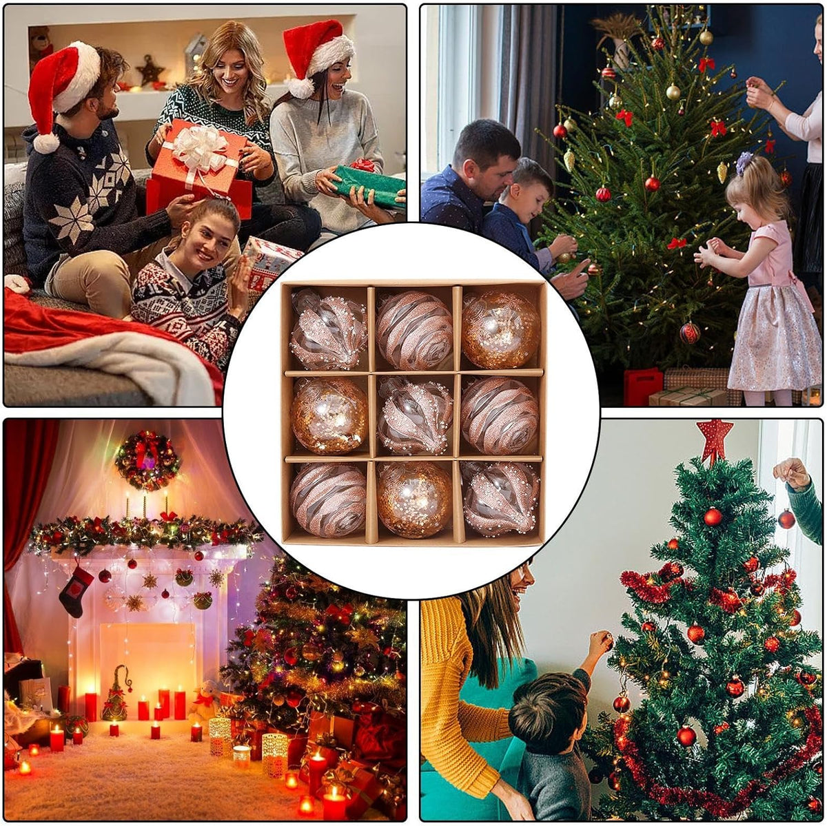 Yeouu | Golden Christmas Baubles Set | Plastic Christmas Ornaments