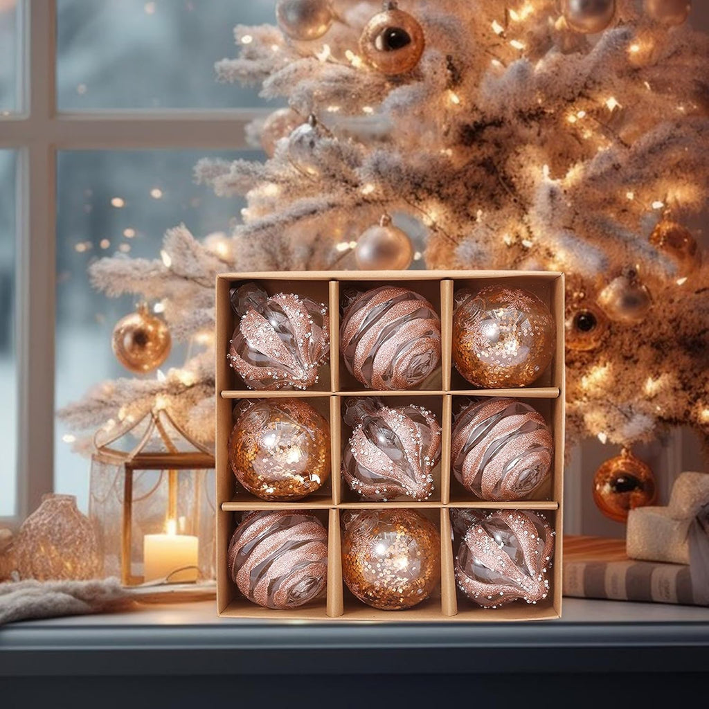 Yeouu | Golden Christmas Baubles Set | Plastic Christmas Ornaments