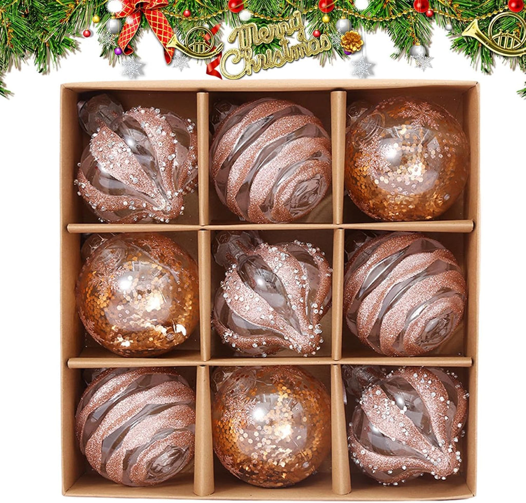 Yeouu | Golden Christmas Baubles Set | Plastic Christmas Ornaments