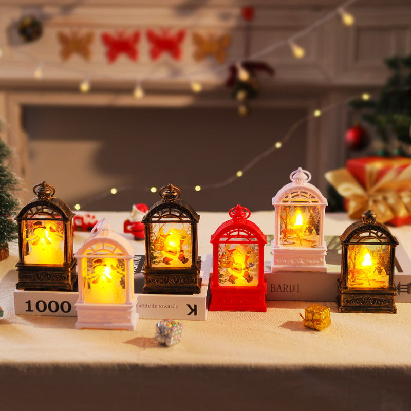 Decorative Christmas lantern with nostalgic Santa motif Yeouu