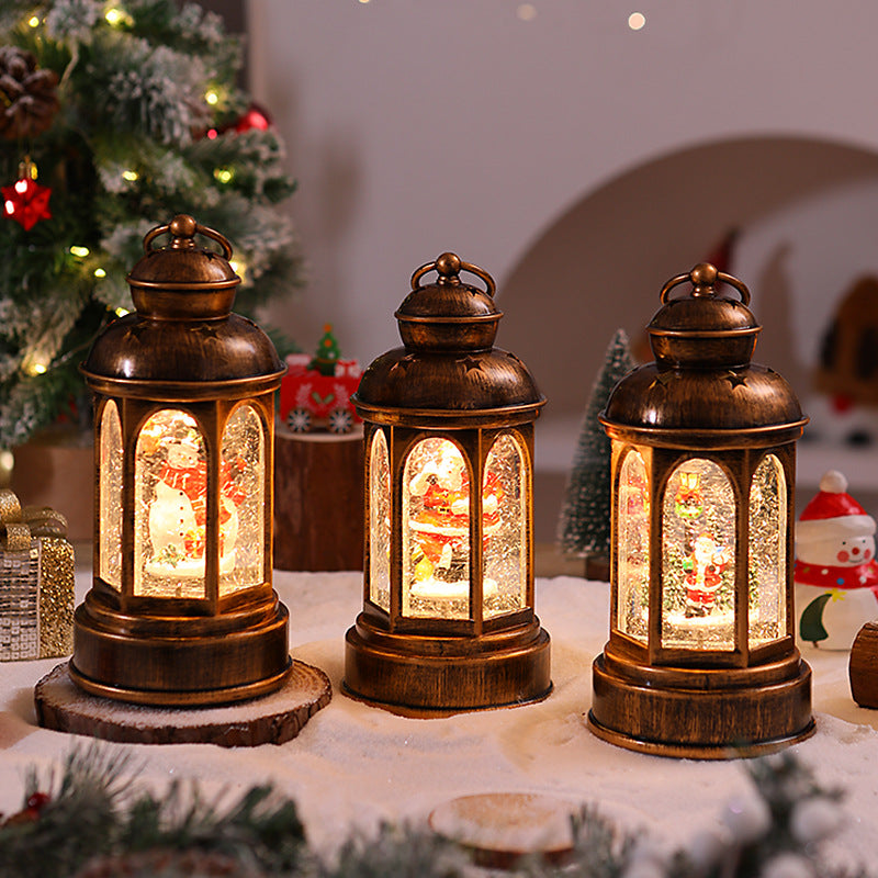 Illuminated Christmas lantern with Santa Claus scene Yeouu