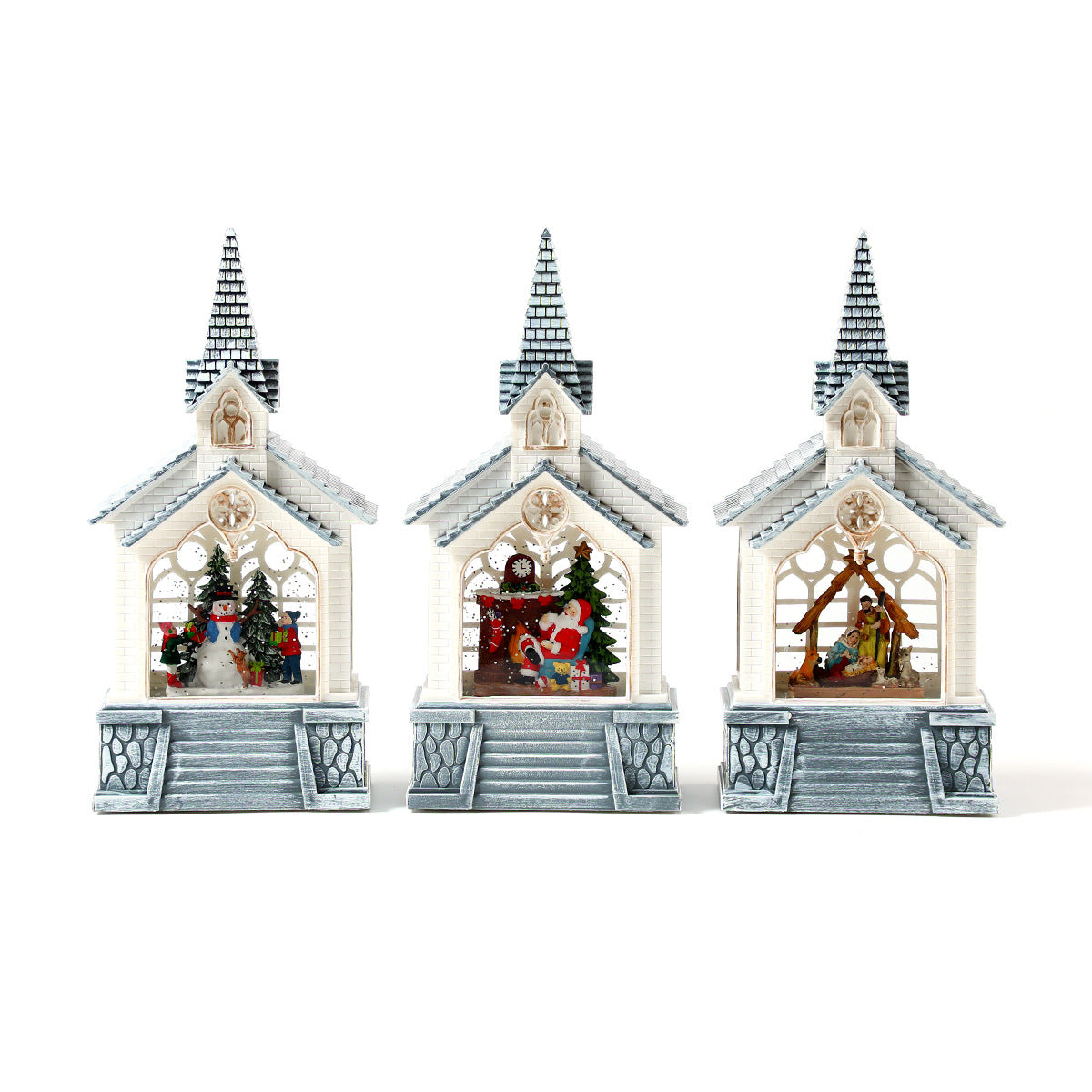 Illuminated Christmas Village Scene Decoration Yeouu