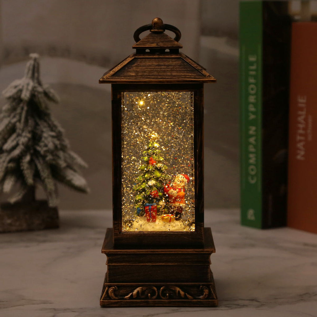 Vintage Christmas lantern with snowman and LED lighting Yeouu