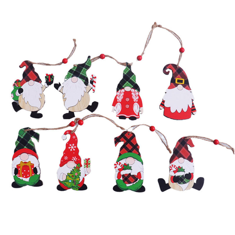 Wooden Christmas Gnome Ornament Yeouu