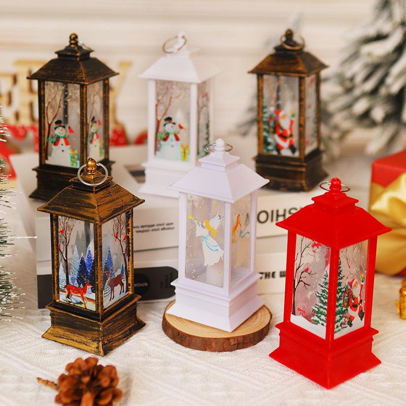 Nostalgic LED Christmas lantern with movable Santa motif Yeouu