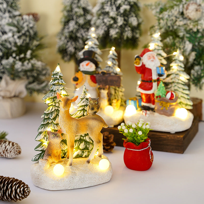 Illuminated Christmas decorative figure with animals Yeouu