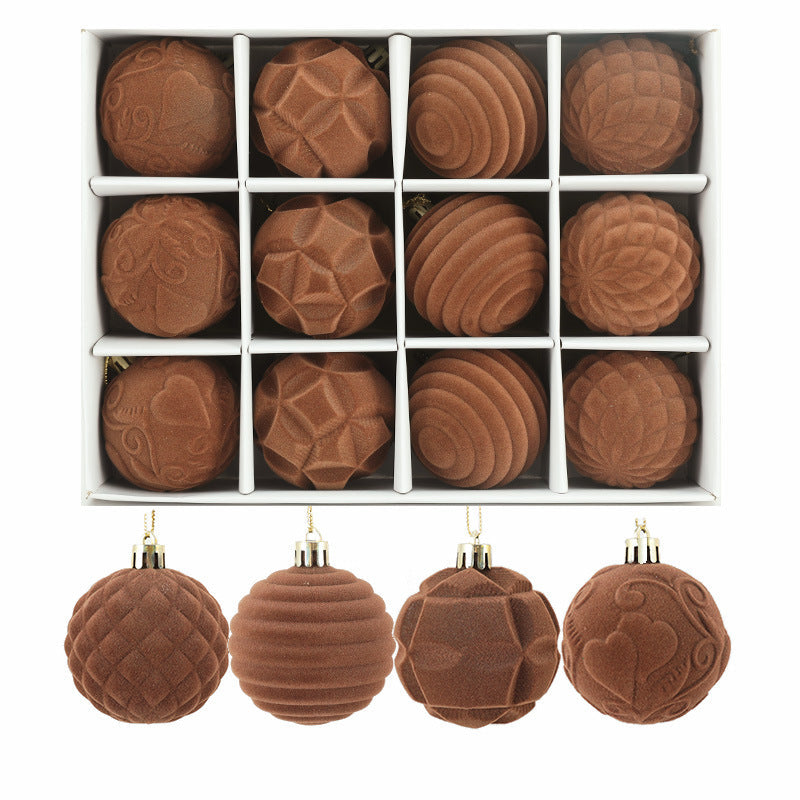 Yeouu | Flocking Christmas Ball 6cm12 Boxed Christmas Tree Velvet Ball Holiday Decorations