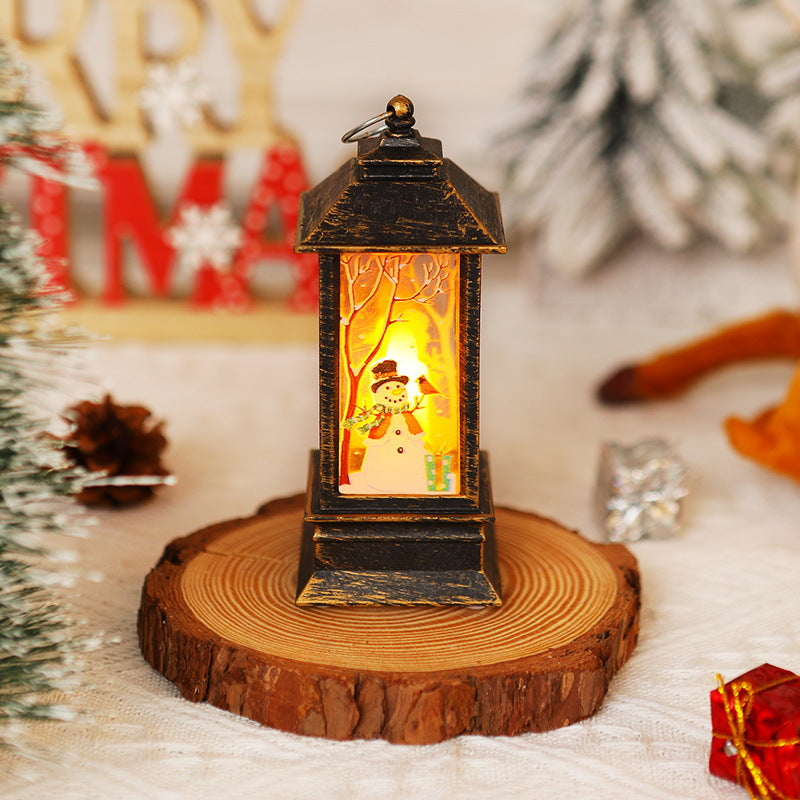 Nostalgic LED Christmas lantern with movable Santa motif Yeouu