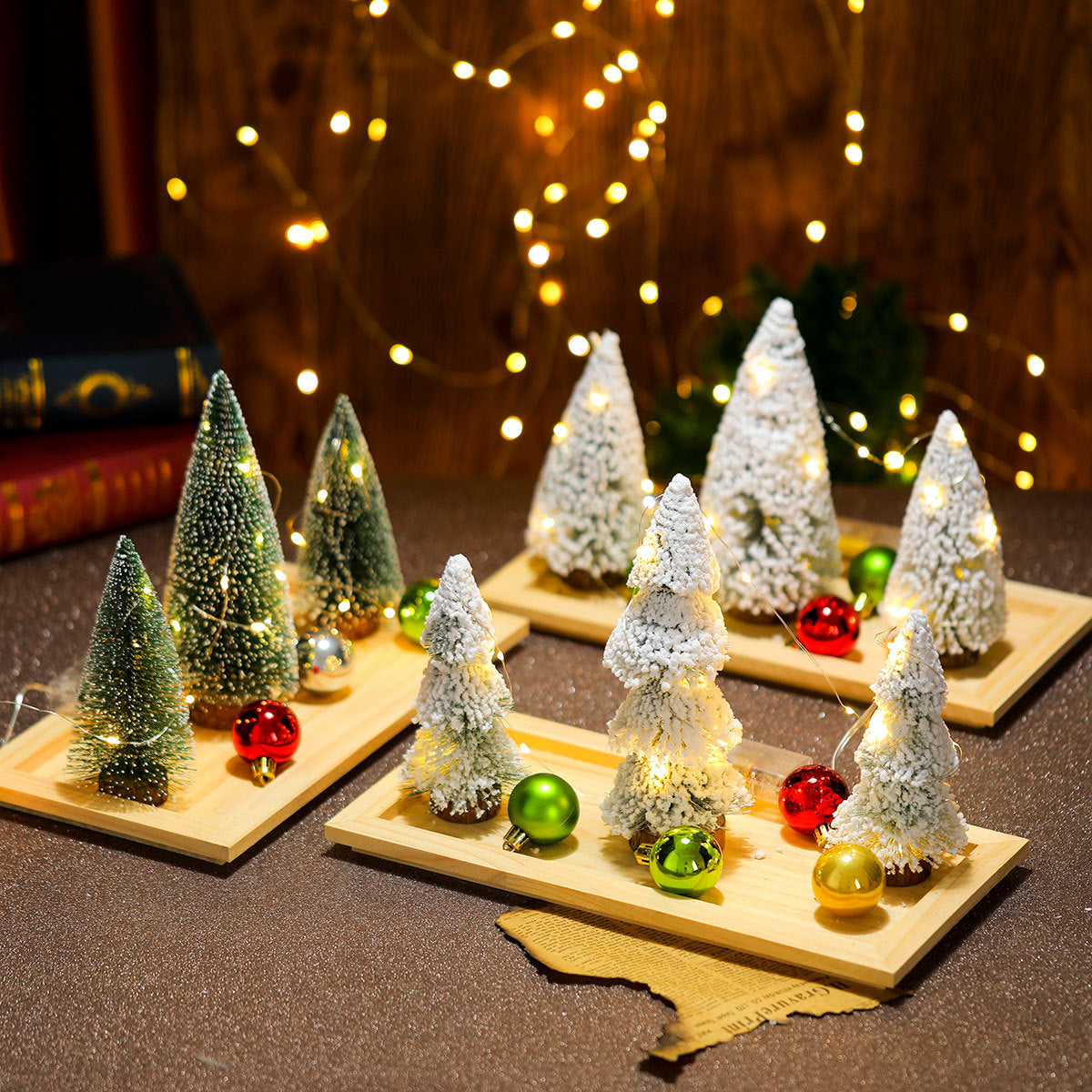 Festive Light-Up Miniature Christmas Tree Decoration Yeouu