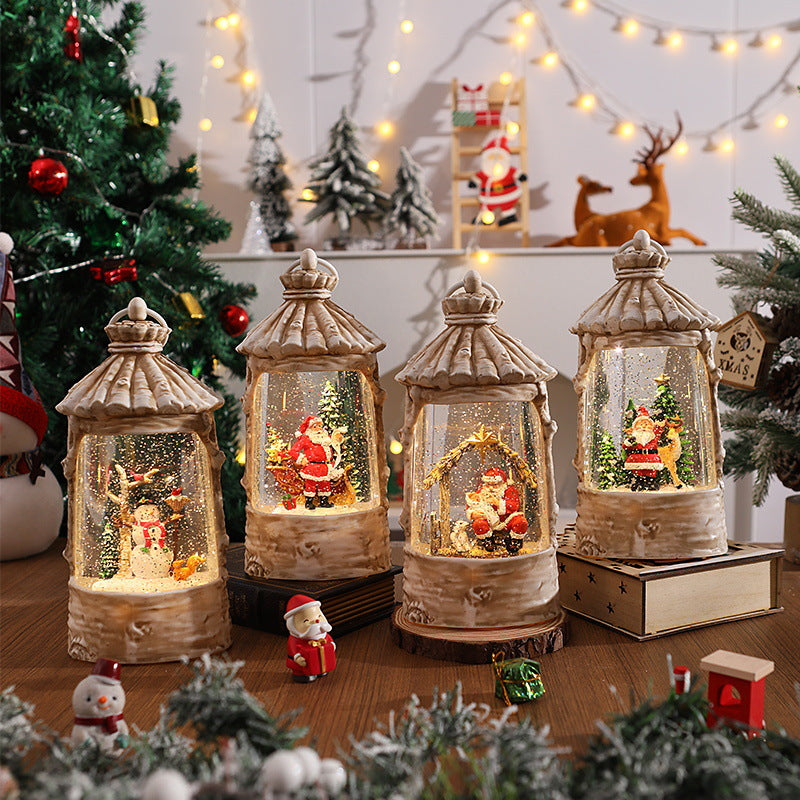 Illuminated Christmas lantern with snow scenes Yeouu