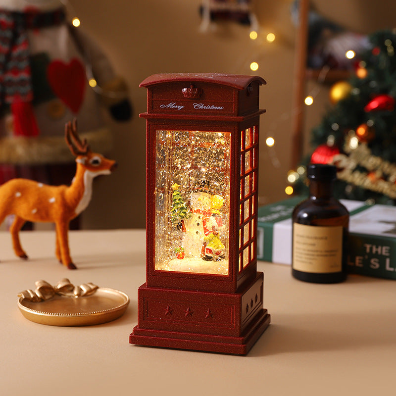 Illuminated Christmas lantern with snow and Christmas motif Yeouu