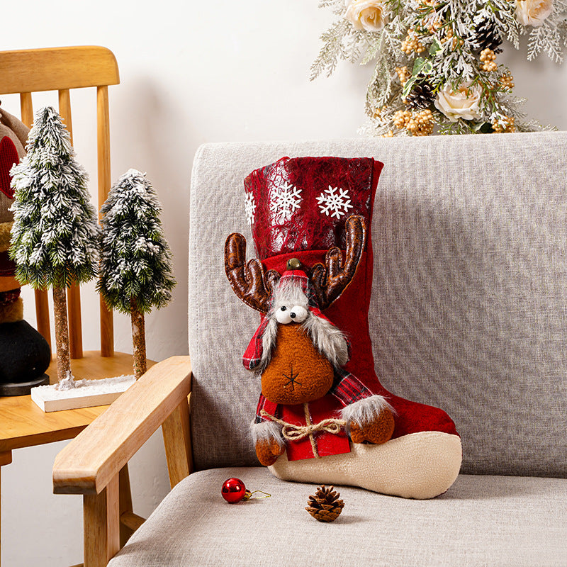 Festive Christmas stocking with reindeer motif Yeouu
