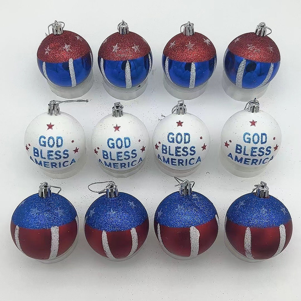 Unisex nan patriotic glass Christmas bauble set with glitter effect and inscription Yeouu