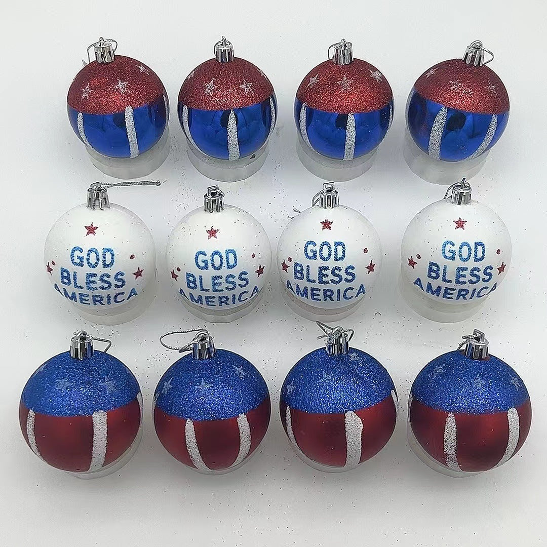 Unisex nan patriotic glass Christmas bauble set with glitter effect and inscription Yeouu