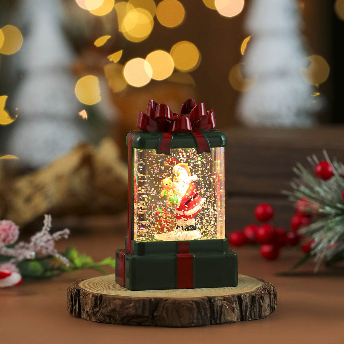 LED Snow Globe Santa Decoration Yeouu